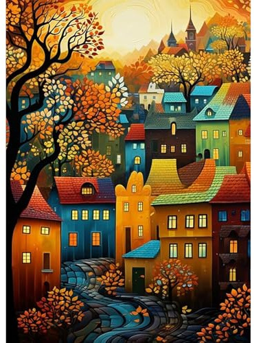 Jawecci Haus Diamond Painting Erwachsene, 5D Diamant Painting Bilder Erwachsene Baum, DIY Runde Diamant Kunst Set Diamant Malerei Kinder für Home Dekor 30x40cm