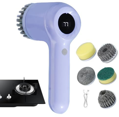 Spazzola elettrica rotante, lavapavimenti elettrica per la pulizia | Scrubber rotante portatile per il bagno | Spazzola per pulizia senza fili, spazzola da cucina impermeabile con testine