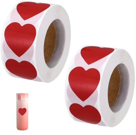 1000 Stück Rote Herz Aufkleber 25mm Selbstklebend für Dekoration Fest | Liebesform-Etiketten Weihnachten, Muttertag Valentinstag, Umschläge Hochzeit, Basteln Scrapbooking, Geschenk, Papier
