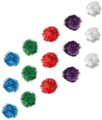 PENIKOKO 15 Stück Teiliges Katzenspielzeug Interaktiver Glitzerball Leichtes Kreatives Katzenspielzeug für Wohnungskatzen Fördert Bewegung und Stressabbau bei Haustieren Zufällige Farbe