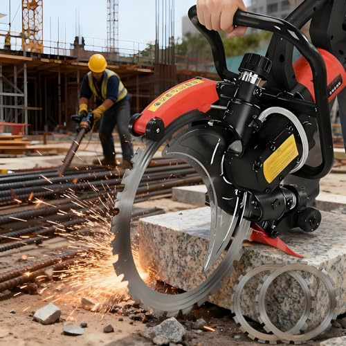 Upgraded Electric Wall Chaser Ring Saw, Heavy Duty Concrete Cutter with 2 Diamond Blades & Water Pump, 29cm/30cm Deep Wet Cutting Tool for Concrete, Brick, Tile & Granite 8980W2blades