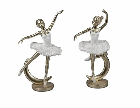 formano Ballerina Figur, Keramik Tänzerin Skulptur Weiß, 19 cm Dekofigur, Elegante Tanzende Statue auf Standfuß, Lieferumfang 1 Stück, Links oder rechts