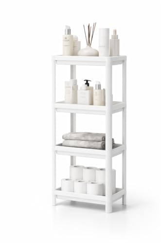 sugodesign Maggie 4-stöckiger Küchen- und Bad-Organizer,Multi-funktionale schlanke vertikale Bauweise, Aufbewahrungslösung für Küche und Bad (weiß)