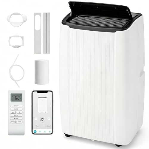 RELAX4LIFE Climatiseur Mobile Silencieux 6 en 1, Climatiseur Portable, Refroidisseur/Ventilateur/Déshumidificateur/Chauffage/Auto, Mode Nuit, Clim Mobile, Faible Conso, Évacuation, Wifi, 65m²