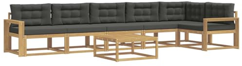 vidaXL Outdoor-Sofagarnitur 7 pcs Weiß und Anthrazit 79 x 79 x 37 cm, Moderne Garten-Sofa-Ecke, wetterfestes Set, modulares Lounge-Möbel, ergonomisch & Akazien-Stil
