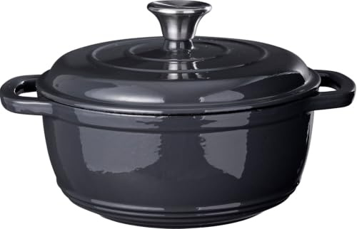 Koopman Roasting Dish Cast Iron Grey 22 cm - Durable Cooking Pot Induction