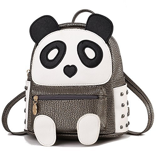 BAG WIZARD Niedlicher Panda-Rucksack für Mädchen und Jungen, wasserdicht, Leder, kleine Reisetasche, Bronze, Einheitsgröße