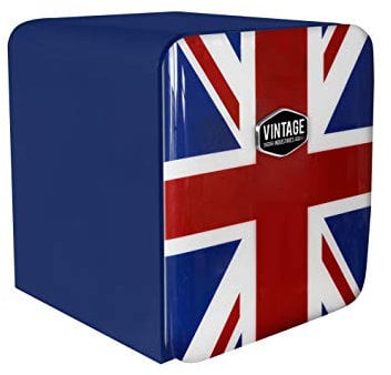 Vintage Industries Minikühlschrank, Retro-Kühlschrank, Minibar, höhenverstellbarer Tisch-Kühlschrank,manuelle Temperatureinstellung, Union Jack, VIRC60
