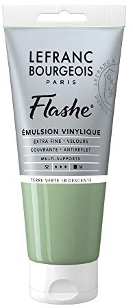 Lefranc Bourgeois Flashe, Extra-Fine Acrylic Vinyl Emulsion, Artists Quality, Green Earth Iridescent, 80ml Tube
