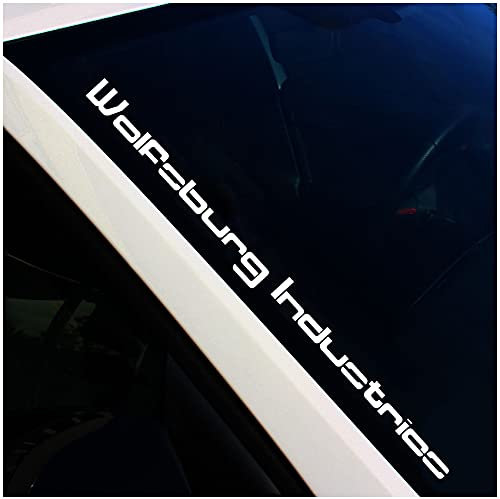 FS74 Frontscheibenaufkleber Wolfsburg Industries V2 - Finest Folia (Weiß Glanz, Innenklebend)