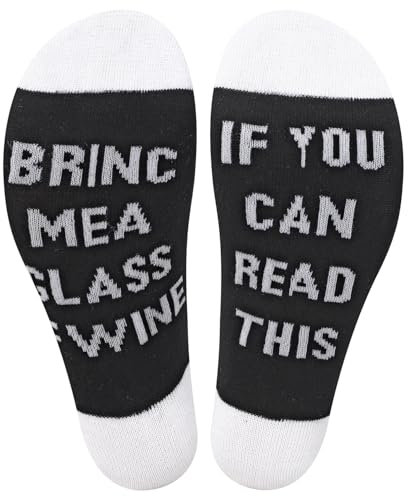 Vinsani® Funny Wine Socks – 'If You Can Read This, Bring Me A Glass of Wine' – Cozy Novelty Ankle Socks for Women & Men, Fun Birthday, Christmas, Secret Santa