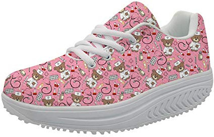 Showudesigns infirmière Mode Compensées Basket Femme Minceur Chaussure de Sport Sneakers Tennis Running Fitness Gym Athlétique Respirante Outdoor Taille 41