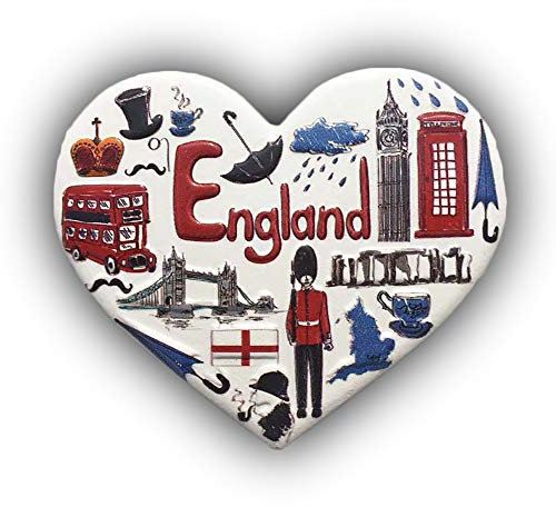 3D England UK Heart-shaped Refrigerator Magnet Tourist Souvenirs Resin Magnetic Stickers Fridge Magnet Home & Kitchen Decoration from China (England)