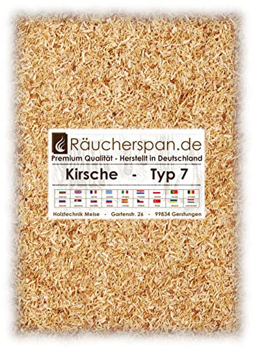 Premium Räuchspäne Kirsche, Räucherspan.de Kirschholz, Typ 7, 0,5-1,5mm zum Kalträuchern, 2kg