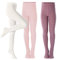 Lot de 3 leggings de danse sans couture en maille de coton torsadée pour filles, pieds recouverts, jaune/gris foncé/marron, 7-8 Years