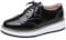 ANUFER Mujer con Cordones Brogues Zapatos Deportivos Casual Plataforma Creepers Negro Charol SN02887 EU39.5