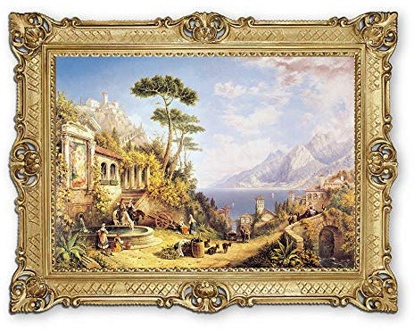 Lnxp Wunderschönes Gemälde 90x70 cm Künstler; J. Bell Paesaggio - Landschaft Bild Bilder Barock Rahmen Antik Repro Renaissance als Gemälde & hochwertige Kunstreproduktion 58B