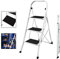 Trittleiter 3 Stufen Leiter Klapptritt Klappleiter Klapptreppe Tritt Haushaltstritt Stehleiter Sprossenleiter klappbar faltbar bis 150 kg