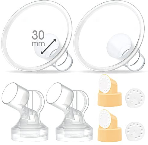 Maymom Brand 2 x zweiteiliger kleiner Brustschutz mit Ventil, Membranen und Maymom Anschluss, kompatibel mit Medela Milchpumpen Top Hole Version (30 mm)