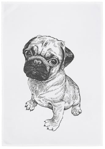 Geschirrtuch weiss, MOPS, grau