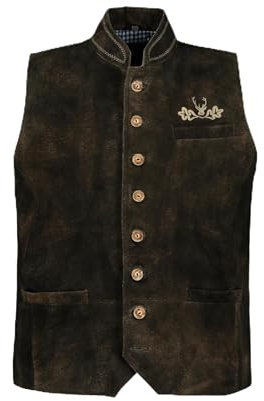 JP 1880 Herren große Größen Übergrößen Menswear L-8XL Weste, Ziegen Veloursleder, Tracht, Stehkragen mahagonibraun 54 796703115-54
