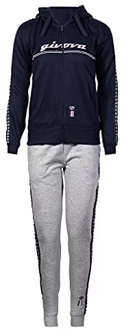 GIVOVA TUTA DONNA 101 CON BANDA E CAPPUCCIO IN FLEECE BLU/GRIGIO CHIARO Tg. L