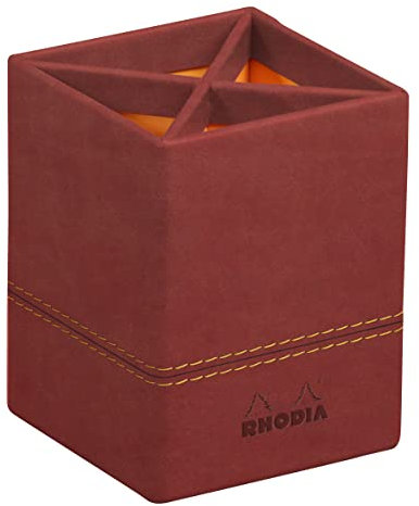Rhodia 194527C - Stifteköcher 8x11 cm, elegant aus Kunstleder, ideal für Stifte, Pinsel & Kugelschreiber, 1 Stück, Nacarat Rot