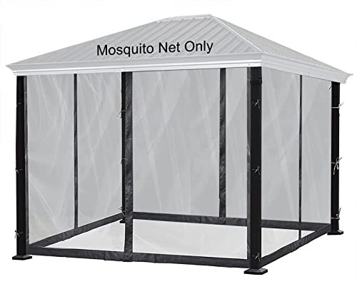 DOOSARG Pavillon-Moskitonetz, 25,4 x 25,4 cm, Universal-Ersatzwände, mit Reißverschlüssen, einfach zu installieren, passend für die meisten Pavillon-Überdachungen (schwarz)