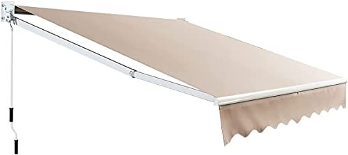 RELAX4LIFE Einziehbare Markise, Gelenkarmmarkise Sonnen- & Wasserschutz, Sonnenmarkise mit Handkurbel, Balkonmarkise Winkel einstellbar (40-100°), Balkon Veranda Outdoor Terrasse (3 x 2,5 m, Khaki)