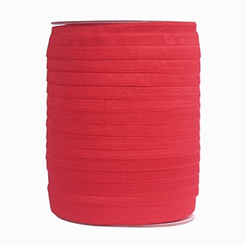 Bristlegrass Glänzendes, faltbares Gummiband zum Nähen, 15 mm, FOE-Rolle, dehnbares Band für Haargummis, Stirnband, Kleid, DIY, Nähborte (B-5/8 Zoll x 45 m, rot)