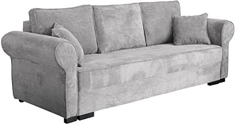 Mirjan24 Schlafsofa Olimpia Cord, Bettsofa mit abgerundete Armlehnen, Sofa mit Bettkasten und Schlaffunktion, Couchgarnitur, Schlafcouch, Sofagarnitur, Wohnlandschaft, Beste Qualität (Poso 110)