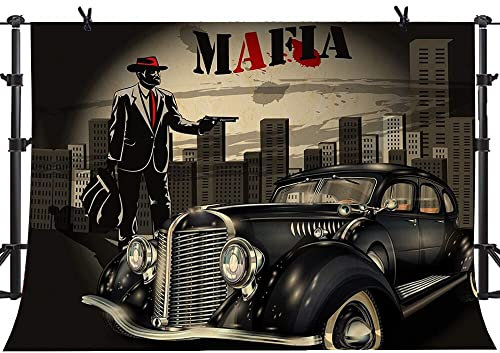20er 30er 60er 70er Gangster Mafia Gun Vintage Old Car Submachine York Chicago Tatort Hintergrund Party Poster Hintergrund Banner