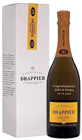Personalised Drappier Carte Dor Brut Champagne, Customised Engraved Champagne Bottle, Drappier with Custom Engraving, Gift Ideas for Birthday, Xmas, Anniversary (75cl/12%)