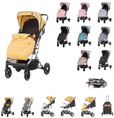 Chipolino Kinderwagen, Buggy Combo 22 kg Fußabdeckung Moskitonetz Räder gefedert, Farben:gelb