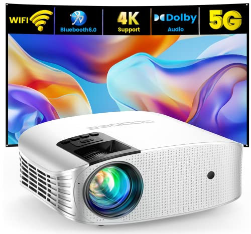 GooDee Portable 4K Projector With Audio, 15000L 600 ANSI, 5G WiFi Bluetooth, Full HD Native 1080P Mini, Compatible iOS/Android/Tablet/TV Stick/PPT