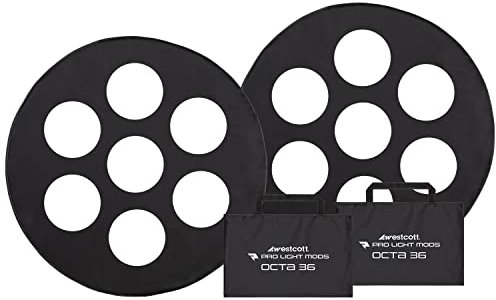 Westcott Pro Light Mods (2-Pack) - Quick Softbox Attachment Simulating Stadium Lights, Stage Lighting Prop, Fashion Lighting - Octa 36 3' (91.4 cm) Octa Softboxes & Beauty Dish