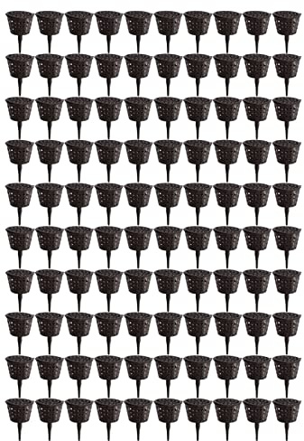 Bonsai Fertilizer Basket Set, 100 Pack Mini Mesh Nutrition Cups with Lids, Slow Release Plant Food Container for Orchid