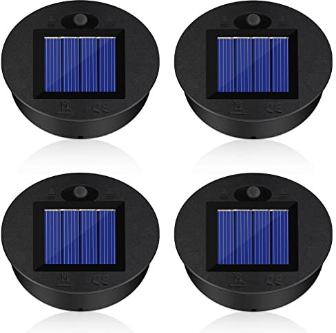 Solar Lights Replacement Top, 4 Pack Replacement Solarlight Parts, LED Solar Panel Lantern Lid Lights, Outdoor Hanging Lantern, Garden Patio Decor Light up Your Space (2.76 Inch in Diameter)