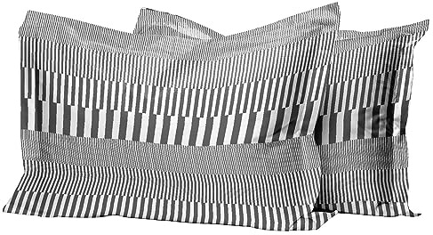 Pizuna Cotton Grey Printed King Oxford Pillow Cases 2 Pack 400 Thread Count | Cascade Stripe, King Size, 100% Long Staple Combed Cotton Pillow Cover Sateen Weave Pillowcases, 50x90 cm
