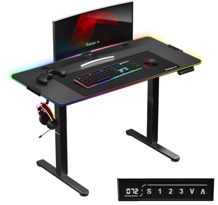 huzaro Hero 8.2 RGB | LED Tisch Elektrisch Computertisch Schreibtisch Stehtisch 120 x 60 cm Höhenverstellbarer | Stufenlos verstellbar 3 Memory-Steuerung Memoboard Metallkonstruktion | Schwarz