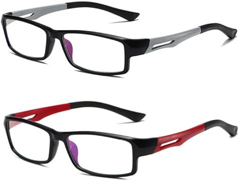 Eyglajdd TR90 Lesebrille für Damen Herren,2er Packe Blaulichtblockierende Brillen Grau-Rot +4,00