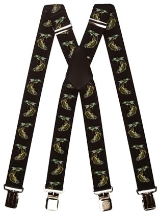 Olata längenverstellbare Jagd Hosenträger X-Form mit geprägten Clips - Barsch