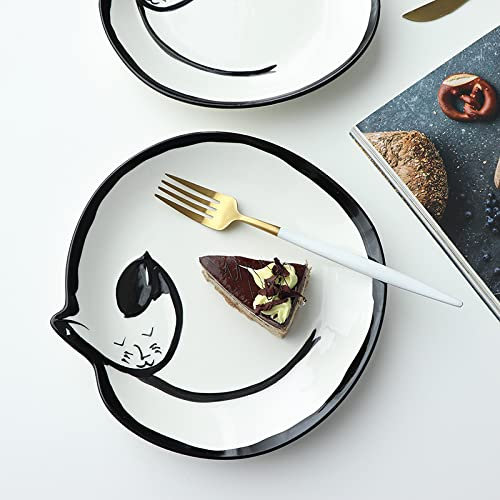 VejiA Bellissimi Piatti Piani in Ceramica a Forma di Gatto, Piatto di Pasta, Piatto di Frutta, Cucina per la Famiglia, Sala da Pranzo, Accessori, Piatti, Piatti da d