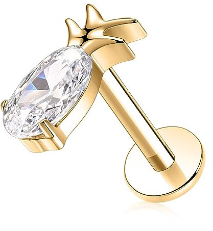 AROWRO Tragus Medusa Conch Helix Monroe Philtrum Piercing Schmuck Gold Labret Tragus Lip Cartilage Medusa Schmuck Titan Innengewinde Tragus Hoop Ohrringe 16g Lip Rings Pineapple 6mm