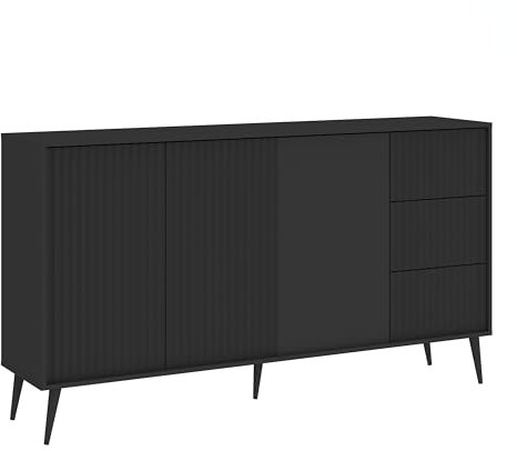Oggi Celbi Truhenschrank mit 3 Türen und Schubladen Anthrazit 98x178x40cm Laminat matt 16mm 3 Böden