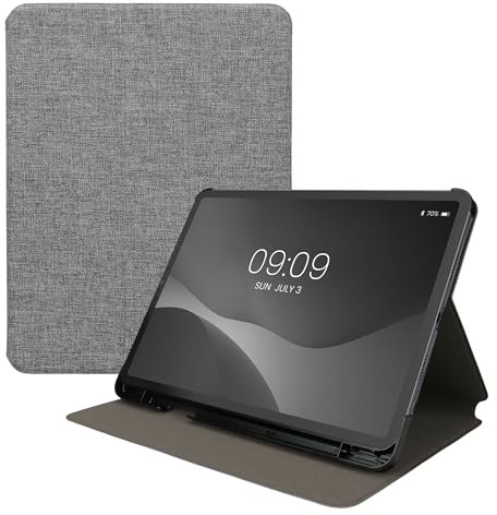 kwmobile Funda Compatible con Apple iPad Air 11 (6. Gen 2024) / Air 4/5 / iPad Pro 11 (2020/2021/2022) - Case de Tela Cierre magnético Soporte en Gris