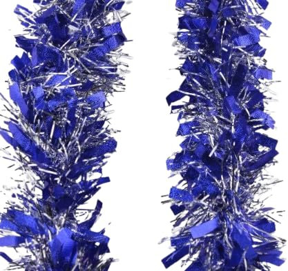 Vision4ever 1x 2M Blue & Silver Tinsel Christmas Tree Decorations X'Mas Garland Christmas Tree Tinsel Decoration (6.5FT)