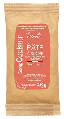 ScrapCooking - Fondant Rot Terrakotta 250 g - Farbstoff aus Natürlichem Ursprung - Glutenfrei, Palmölfrei - Für Kuchen, Torten - Hergestellt in Europa - 7623