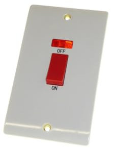 45A Double Pole Switch with Neon Indicator – Heavy-Duty Wall Mounted Isolator – Easy Installation, White (45A Double Pole Switch with Neon Indicator – Tall Plate, 1)