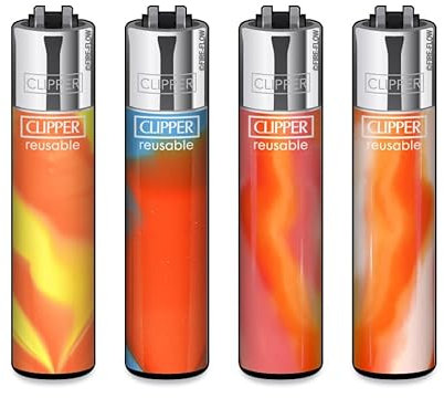 Clipper Feuerzeuge, Set mit 4 Stück, außergewöhnliche Motive (Orange Nebula)